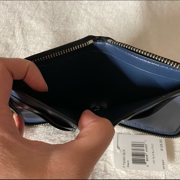 Coach Small Zip Around Wallet Signature Canvas Diamond Dot Print NWT - Picture 3 of 4